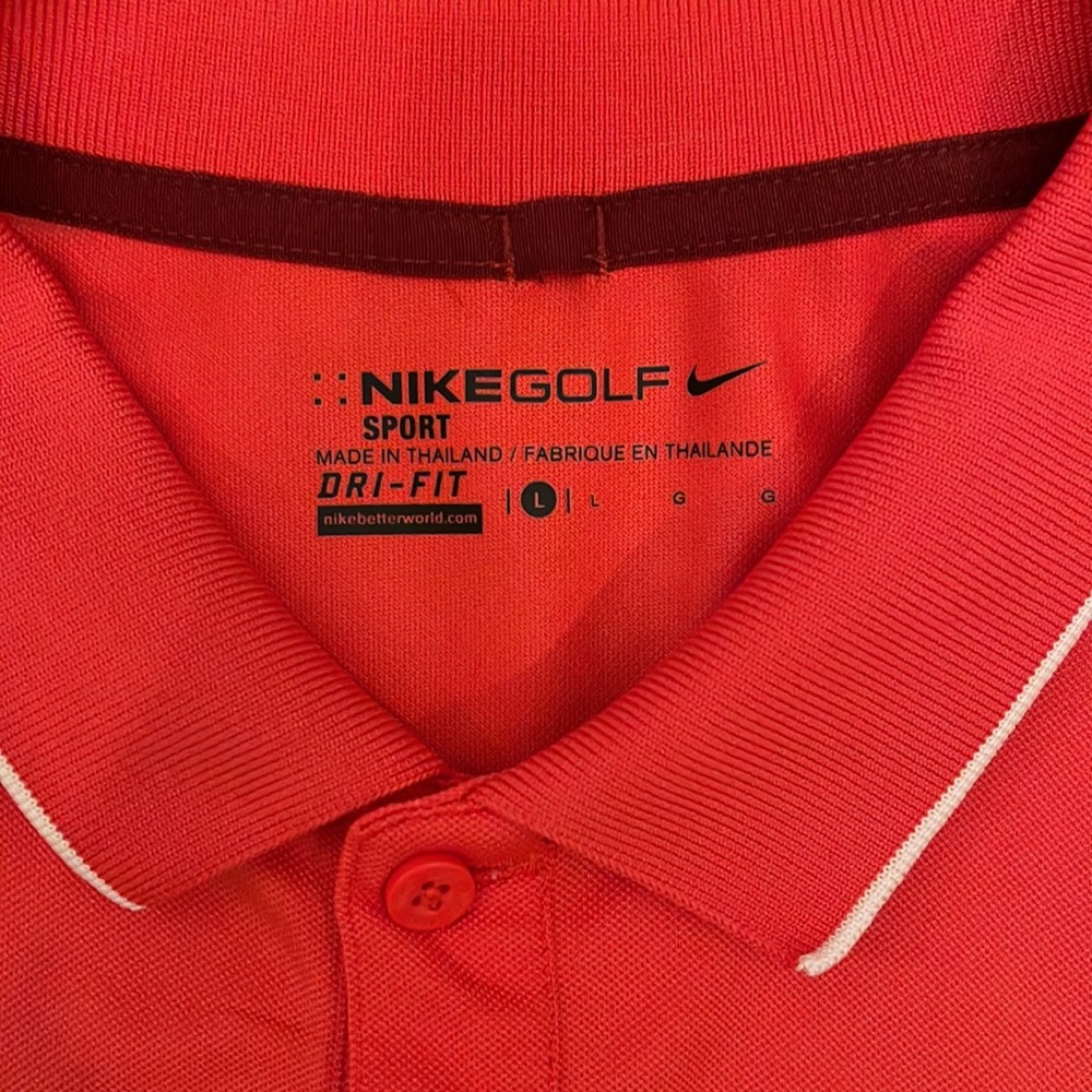 NIKE GOLF Performance Red Moisture Wicking Stripe Size Large - Picture 4 of 5